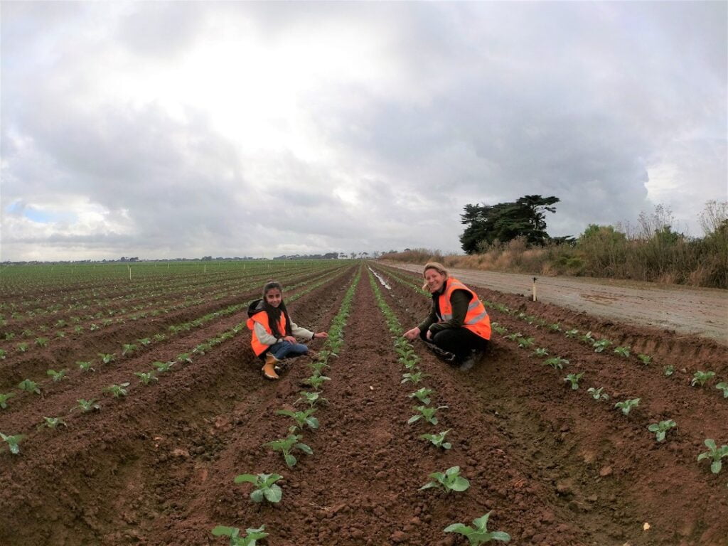 Catherina and a student on Velisha Farms, female farmers.